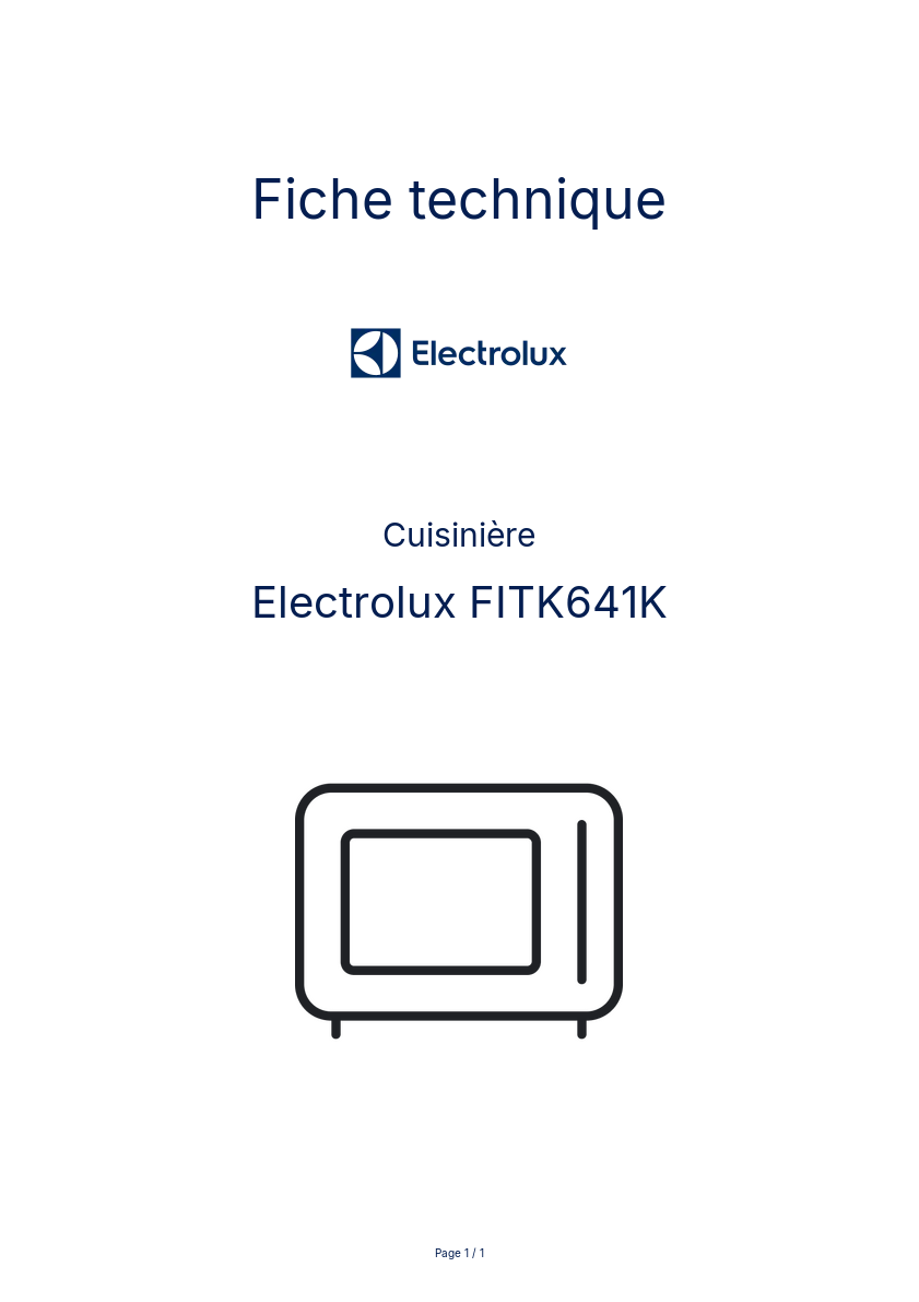 Page n°1 - Fiche technique Electrolux FITK641K