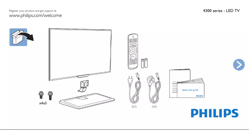 Page 1 de la notice Guide de démarrage rapide Philips 32PHT4309