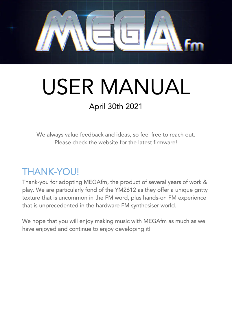 Page n°1 - Manuel utilisateur Twisted Electrons MEGAfm