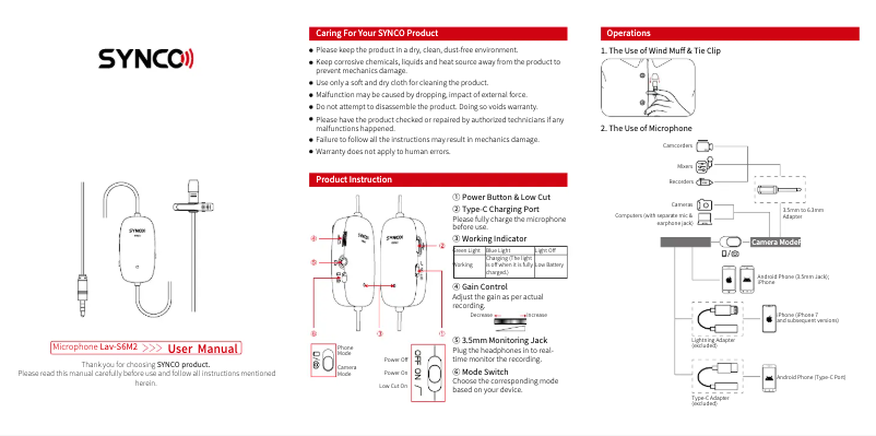 Image de la première page du manuel de l'appareil Lav-S6M2