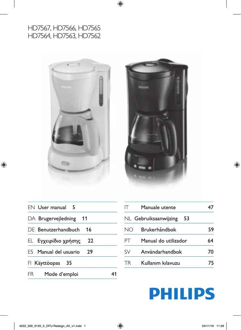 Image de la première page du manuel de l'appareil Viva Collection HD7565