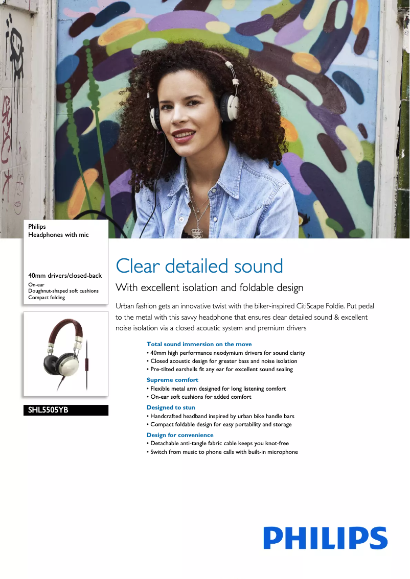 Page 1 de la notice Brochure Philips SHL5505