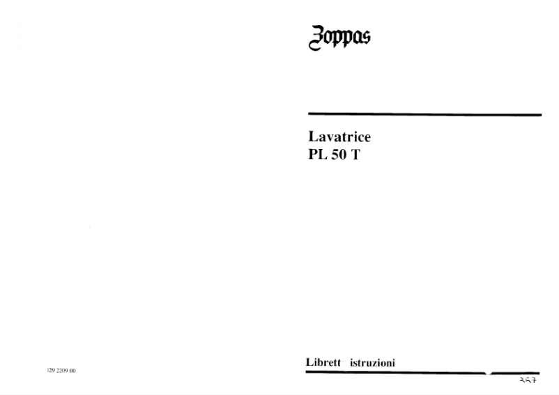 Page n°1 - Manuel utilisateur Zoppas PL50T