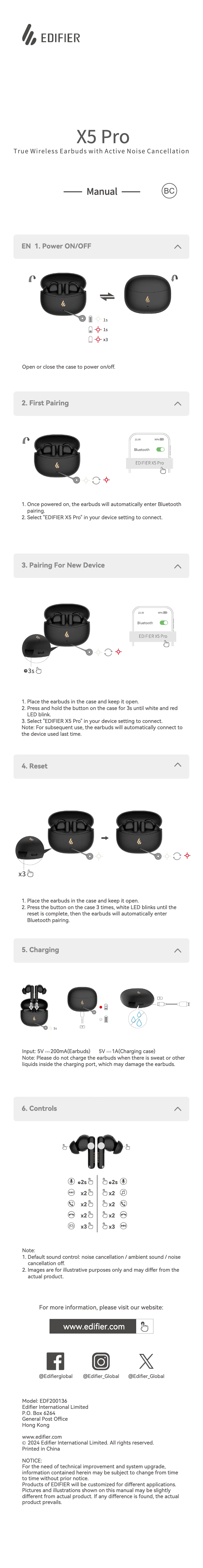 Page 1 de la notice Manuel utilisateur Edifier X5 Pro