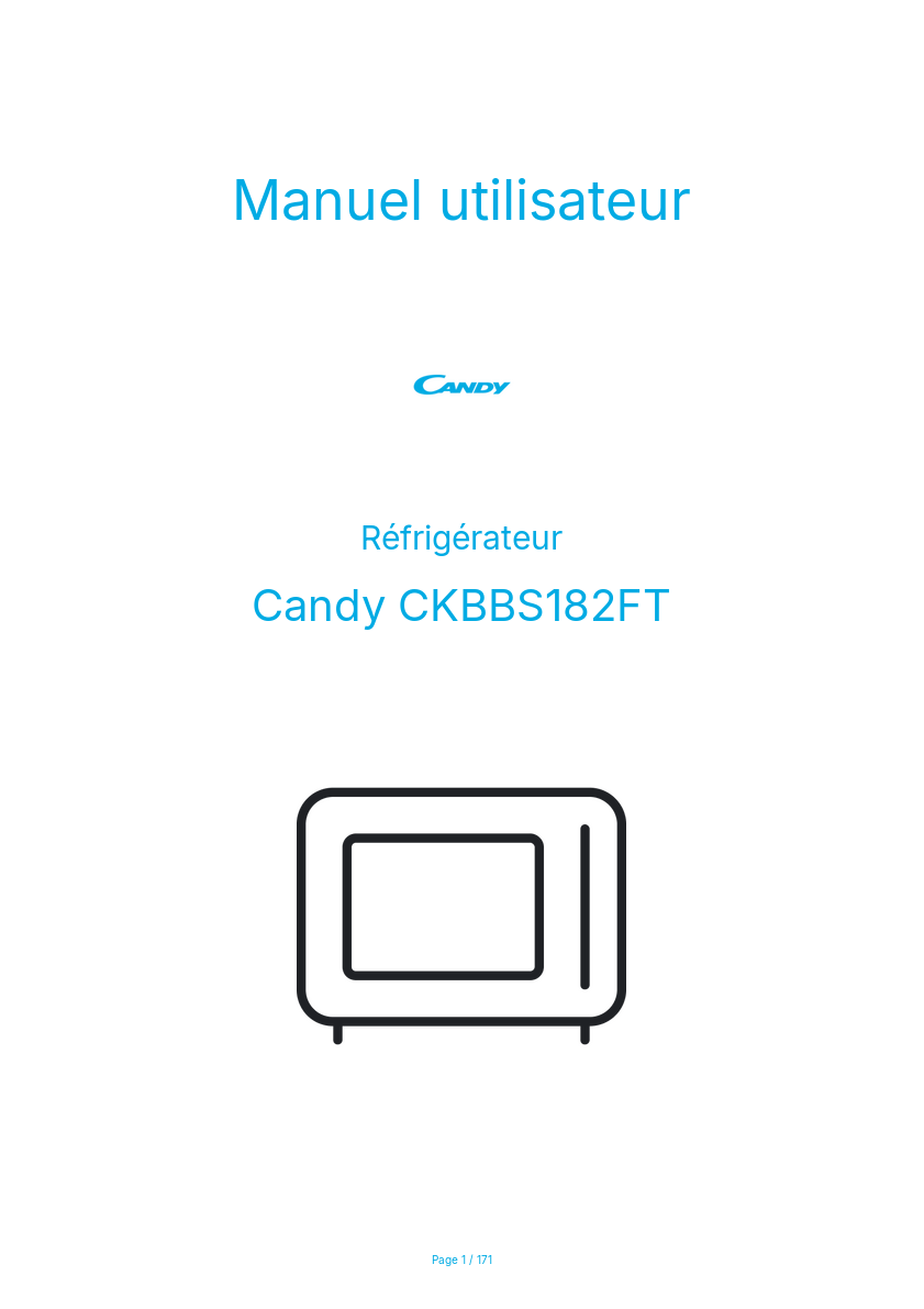 Page n°1 - Manuel utilisateur Candy CKBBS182FT