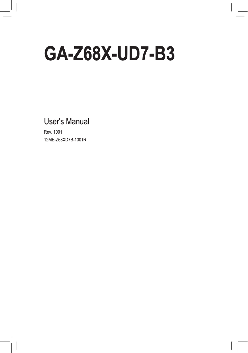 Page n°1 - Manuel utilisateur Gigabyte GA-Z68X-UD7-B3