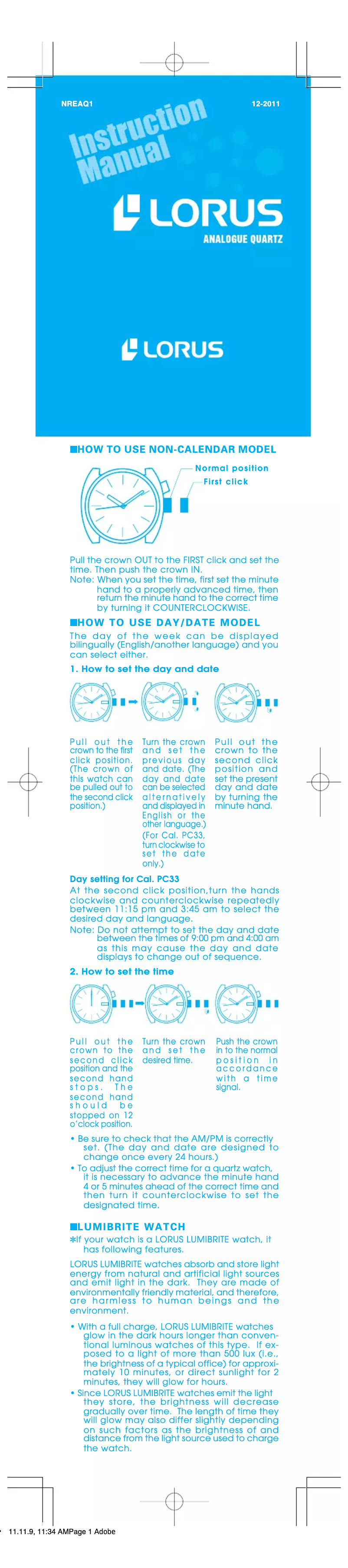 Image de la première page du manuel de l'appareil Women RG226RX9