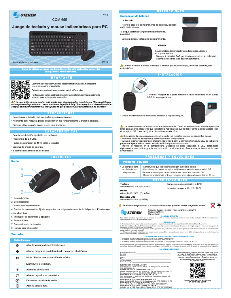 Page 1 de la notice Manuel utilisateur Steren COM-655