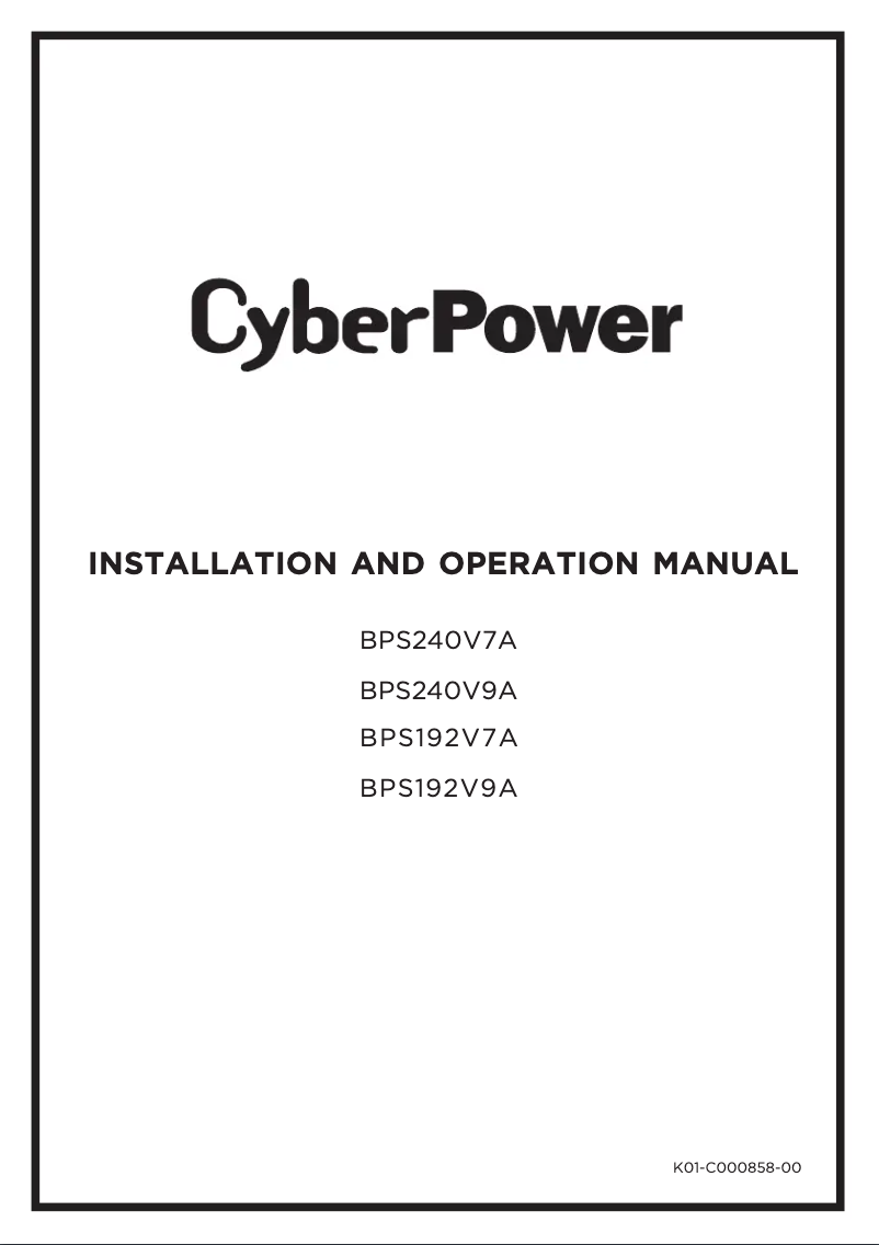 Page 1 de la notice Manuel utilisateur CyberPower BPS240V9A