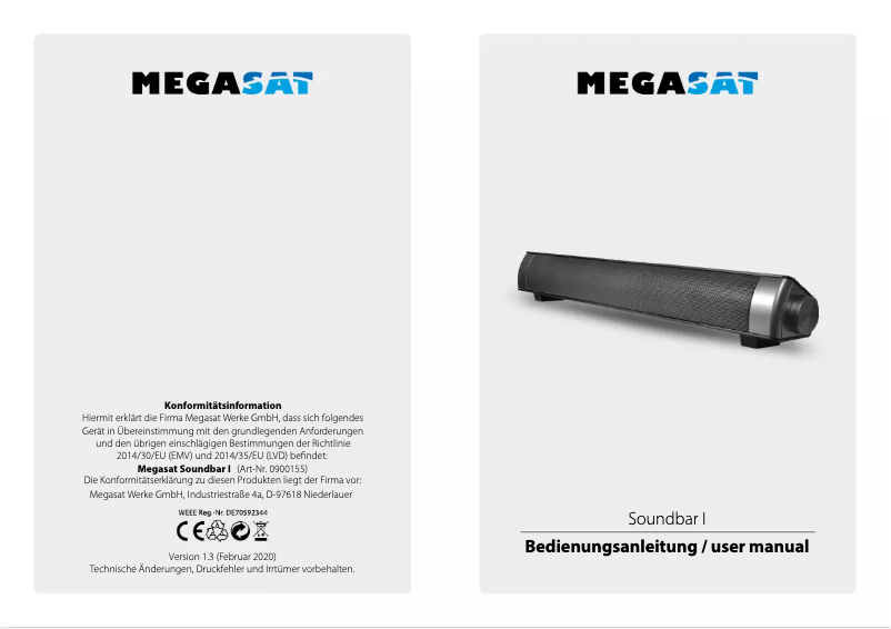 Page 1 of the manual User Manual Megasat Soundbar I