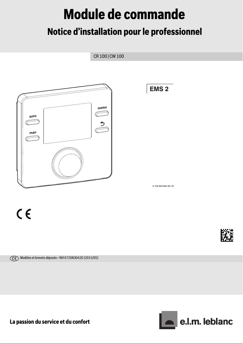 Image de la première page du manuel de l'appareil CR 100