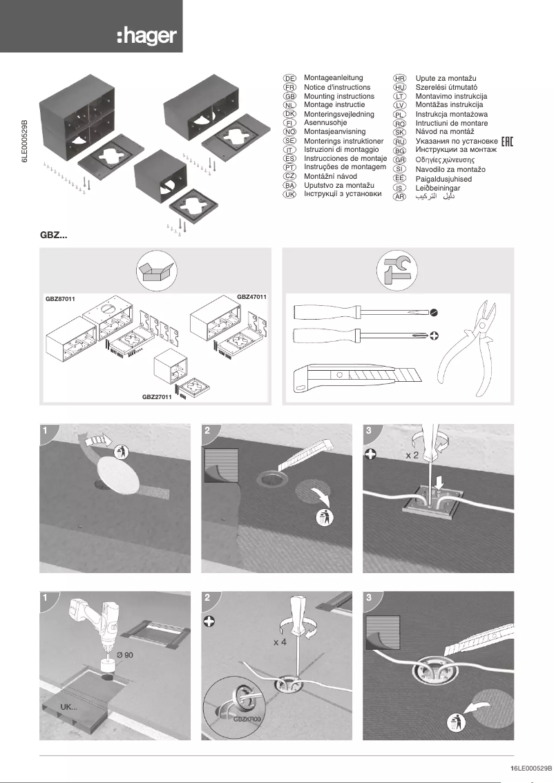 Page n°1 - Guide d'installation Hager GBZWR17011