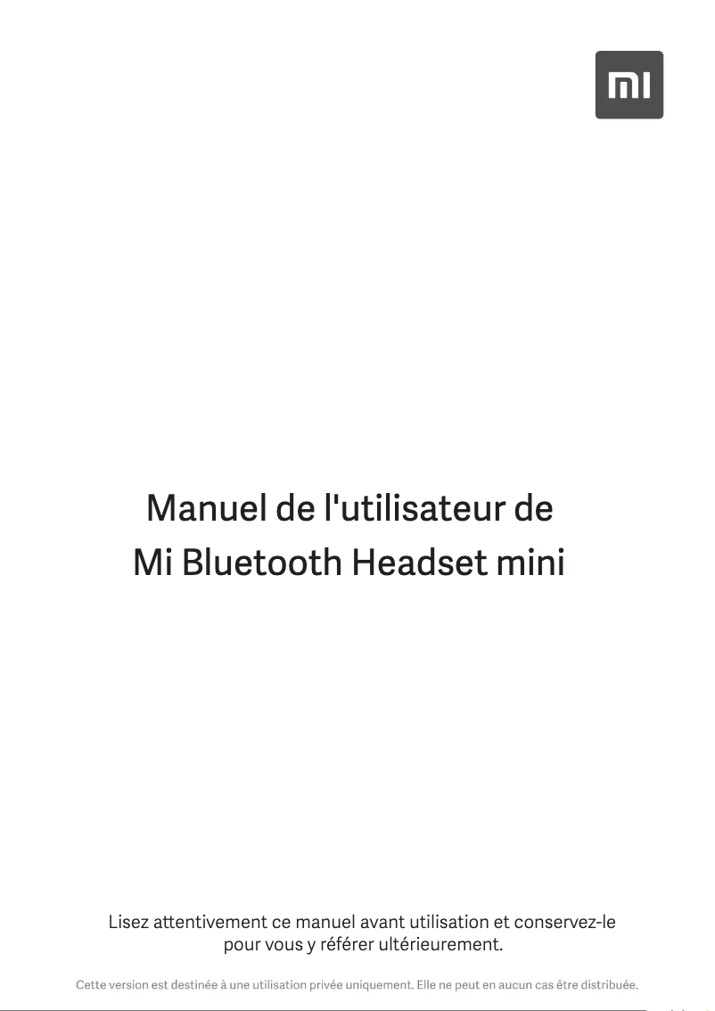 Image de la première page du manuel de l'appareil Mi Bluetooth Headset Mini