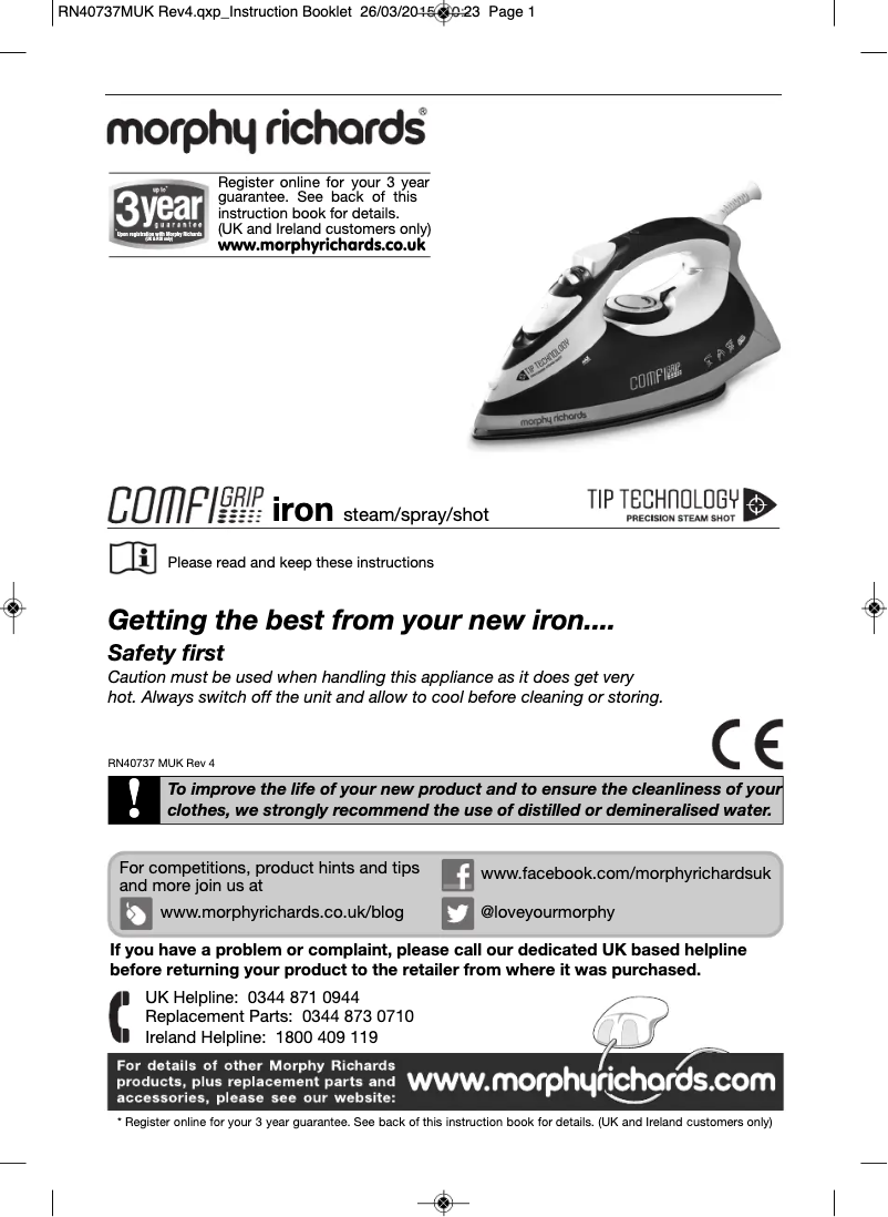 Image de la première page du manuel de l'appareil Comfigrip 300007