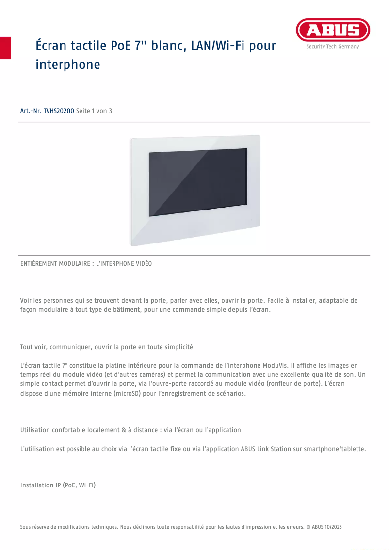 Image de la première page du manuel de l'appareil TVHS20200