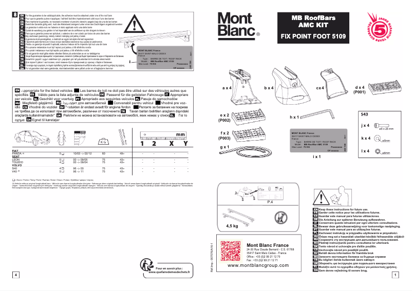 Page n°1 - Manuel utilisateur Mont Blanc AMC 5109