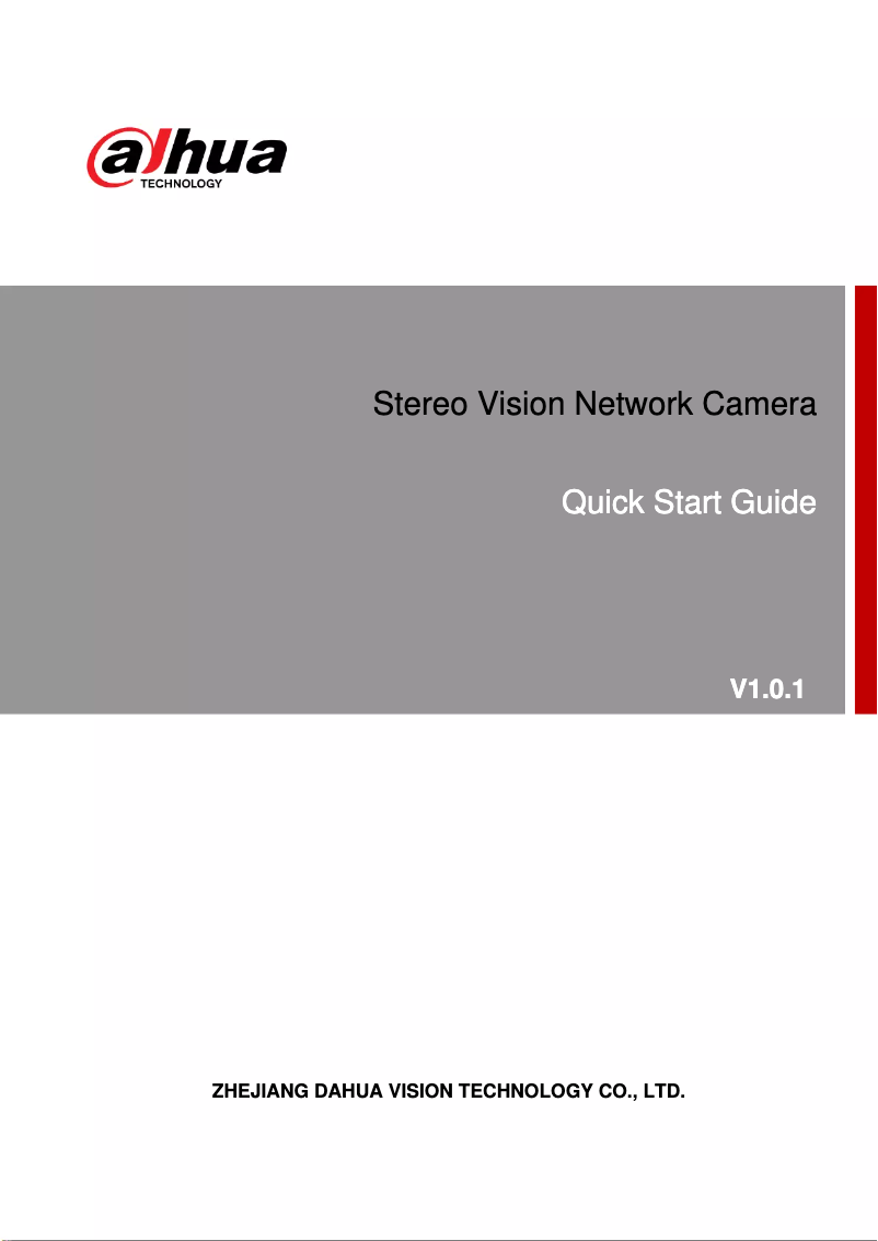 Page 1 de la notice Guide de démarrage rapide Dahua Technology DH-IPC-HDW8341XN-3D-S2