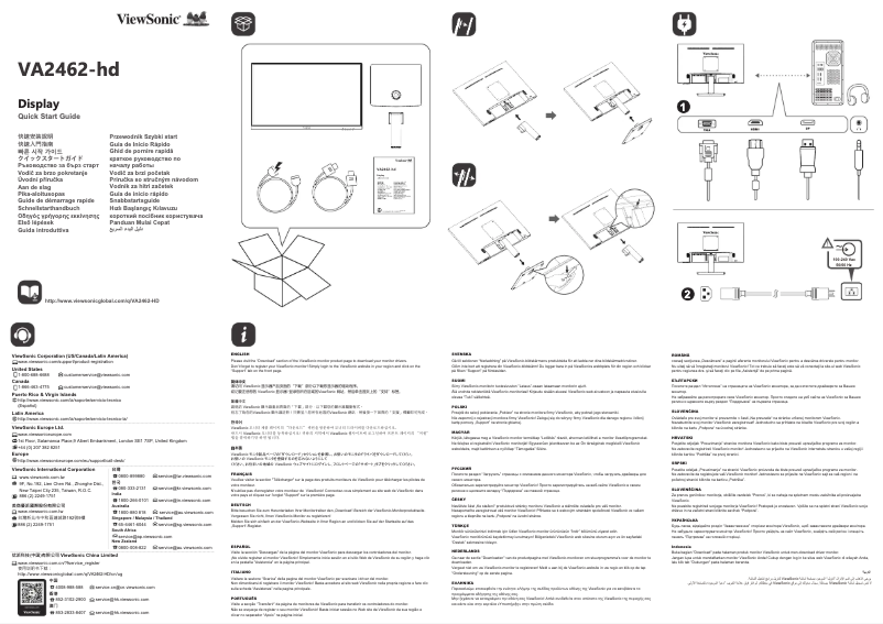 Page 1 de la notice Guide de démarrage rapide Viewsonic VA2462-hd