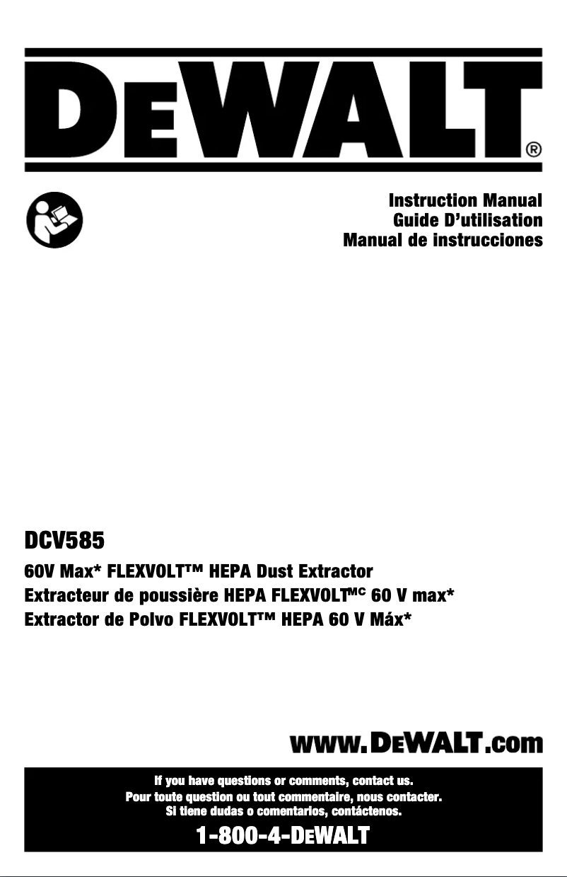 Page 1 de la notice Manuel utilisateur DeWalt DCV585