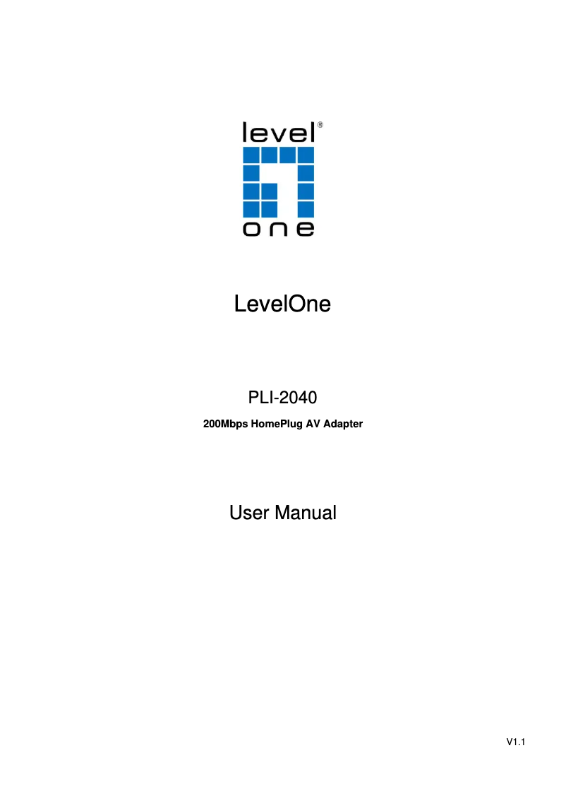 Page n°1 - Manuel utilisateur LevelOne PLI-2040