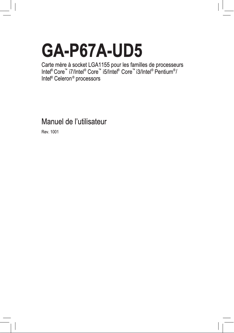 Page n°1 - Manuel utilisateur Gigabyte GA-P67A-UD5