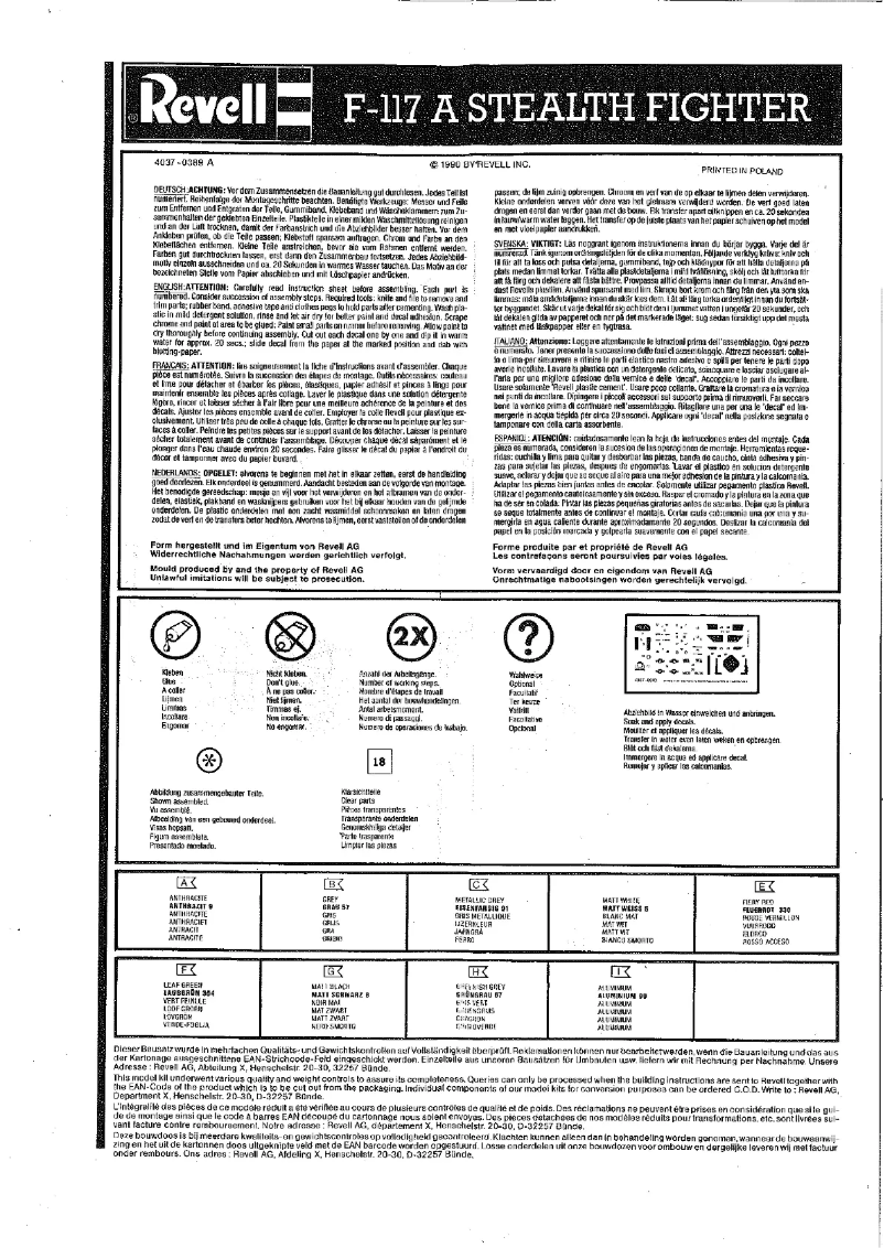 Page 1 de la notice Manuel utilisateur Revell F-117 Stealth Fighter