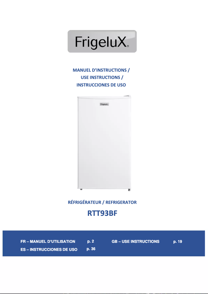 Image de la première page du manuel de l'appareil RTT93BF