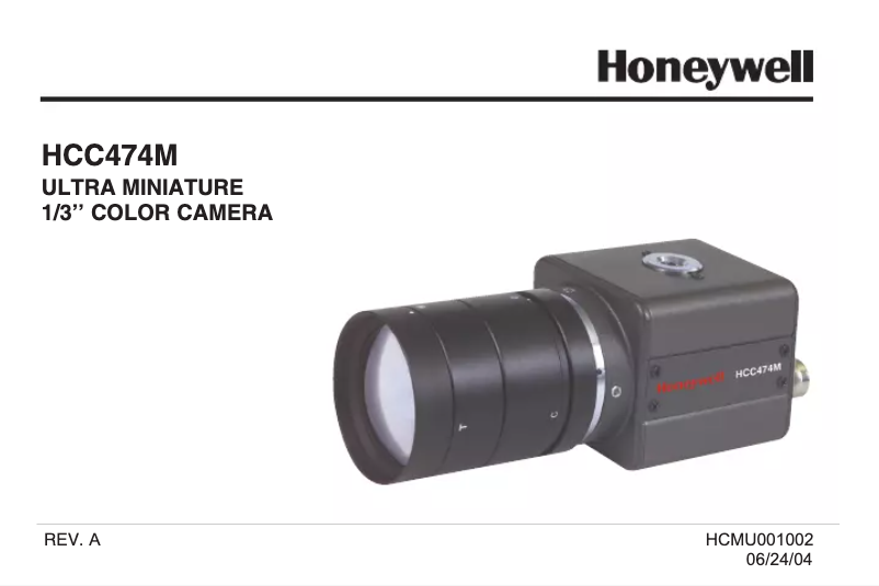 Page n°1 - Manuel utilisateur Honeywell HCC474M