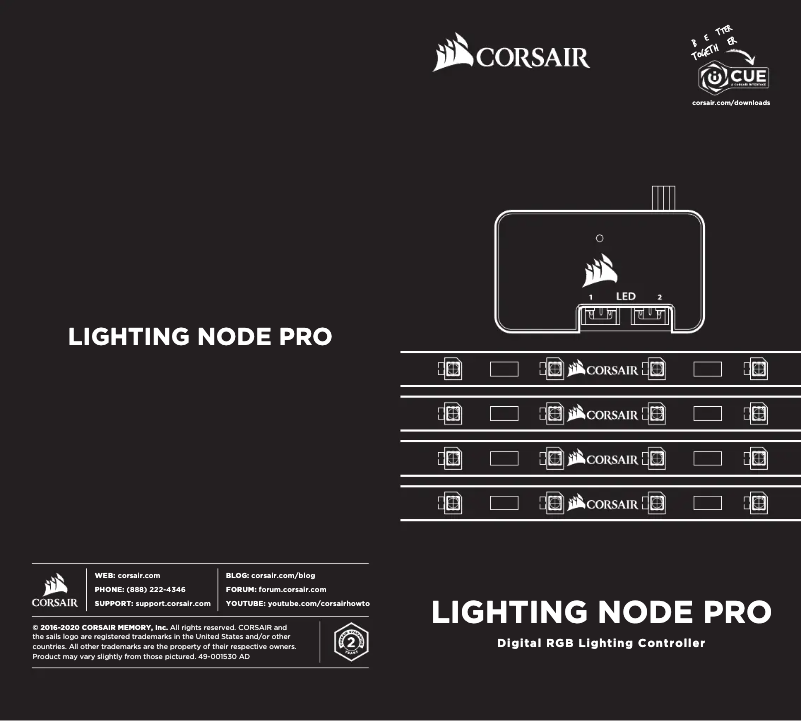 Page 1 de la notice Manuel utilisateur Corsair iCUE Lighting Node PRO