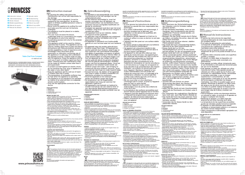 Page n°1 - Manuel utilisateur Princess Table Chef Pure compact 103010