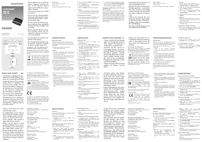 Page 1 de la notice Manuel utilisateur Grundig SCN120