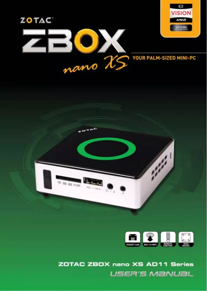 Page 1 de la notice Manuel utilisateur Zotac ZBOX nano XS AD11 Plus
