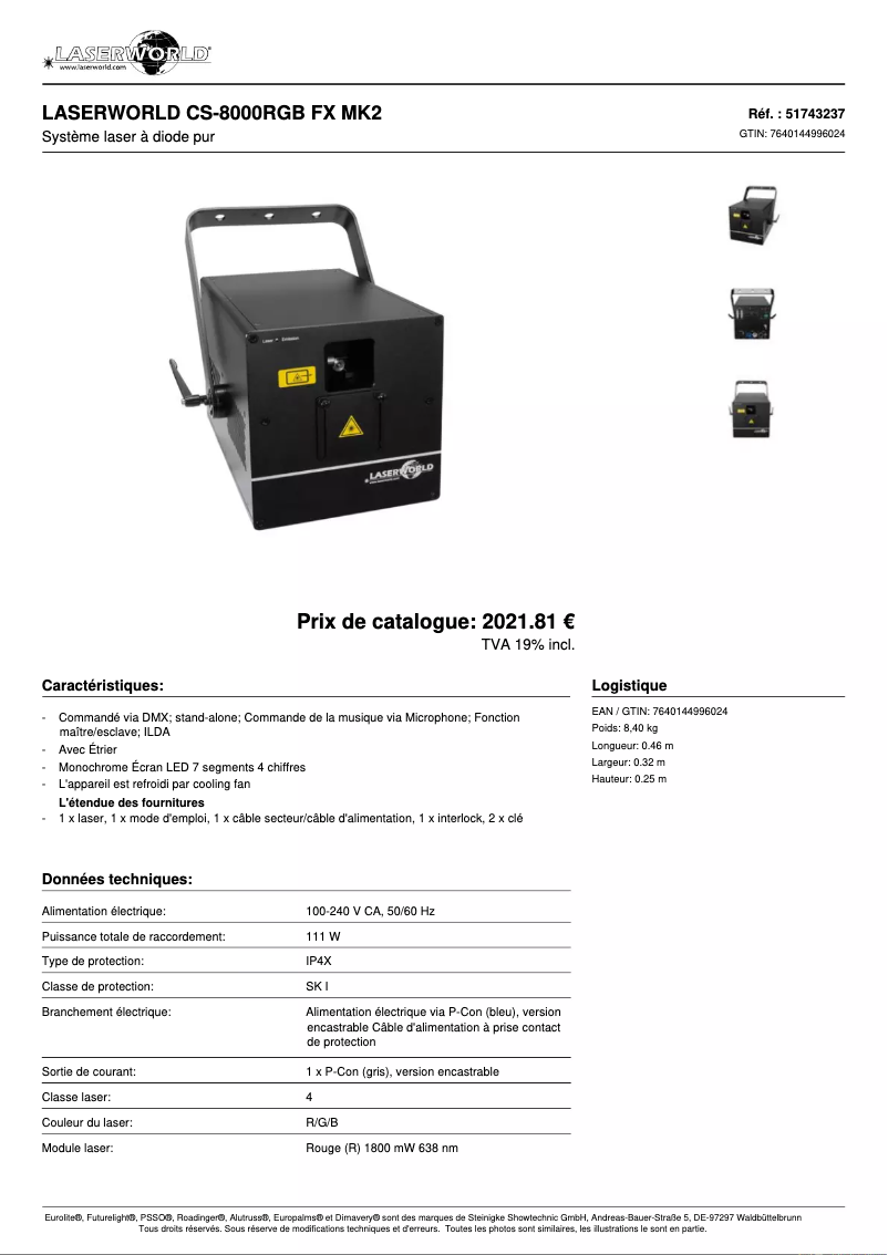 Image de la première page du manuel de l'appareil CS-8000RGB FX