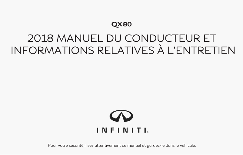Image de la première page du manuel de l'appareil QX80 (2018)
