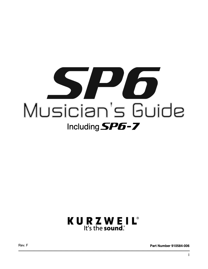 Page 1 de la notice Manuel utilisateur Kurzweil SP7