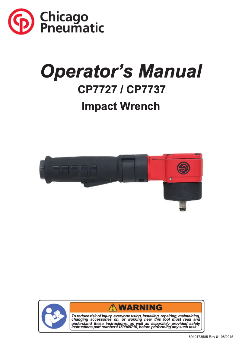 Page n°1 - Manuel utilisateur Chicago Pneumatic CP7737