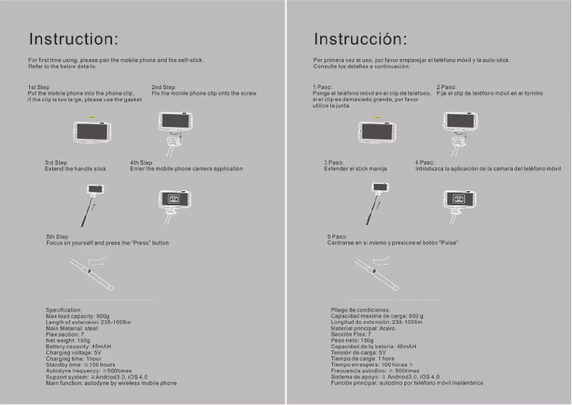 Image de la première page du manuel de l'appareil SELFIE-10