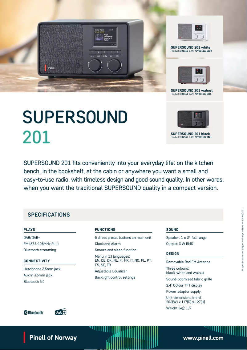 Página 1 del manual Ficha técnica Pinell Supersound 201