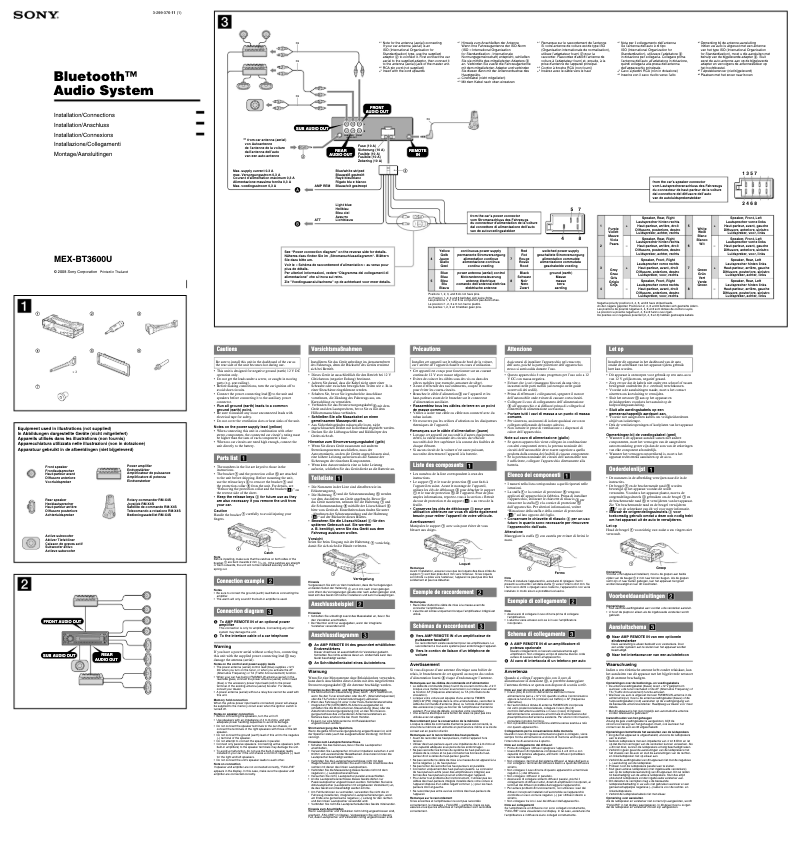 Image de la première page du manuel de l'appareil MEX-BT3600U