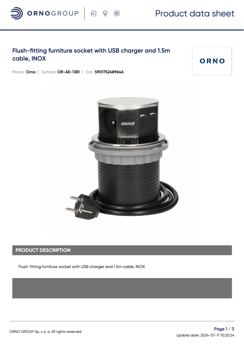 Image de la première page du manuel de l'appareil OR-AE-1381