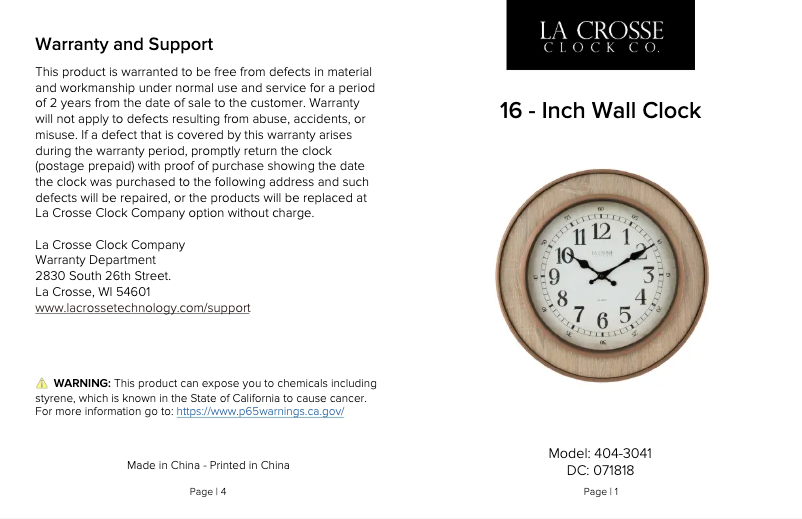 Page 1 de la notice Manuel utilisateur La Crosse Technology 404-3041