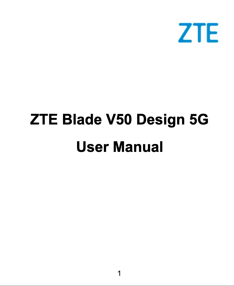Page n°1 - Manuel utilisateur ZTE Blade V50 Design 5G