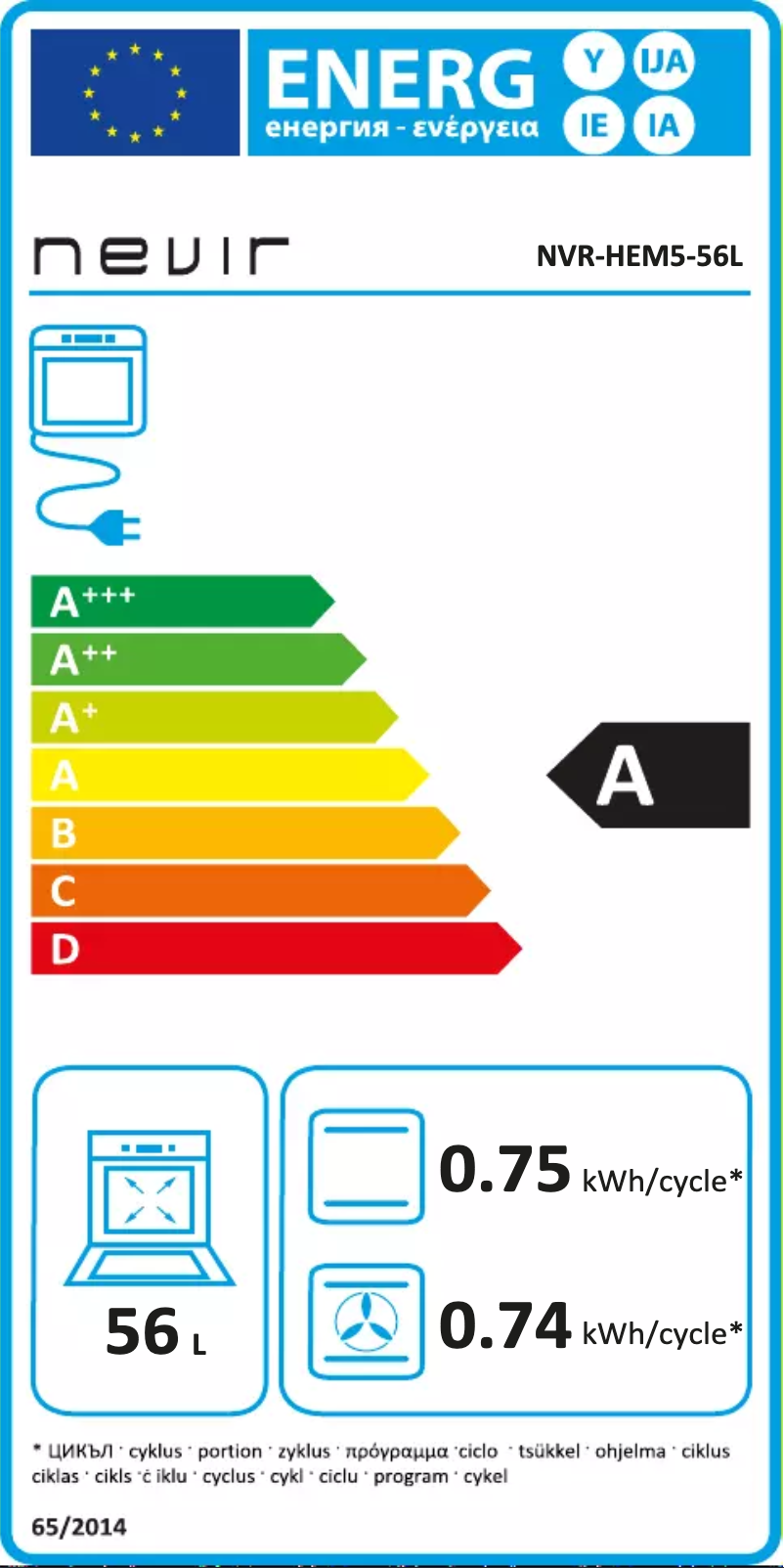 Page n°1 - Label énergétique Nevir NVR-HEM5-56L