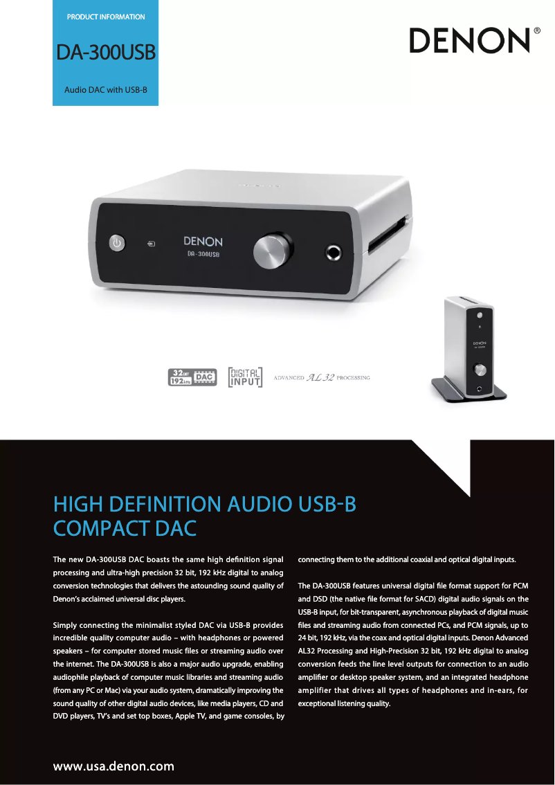 Page 1 de la notice Fiche technique Denon DA-300USB