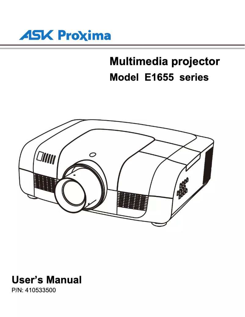 Page n°1 - Manuel utilisateur ASK Proxima E1655-A