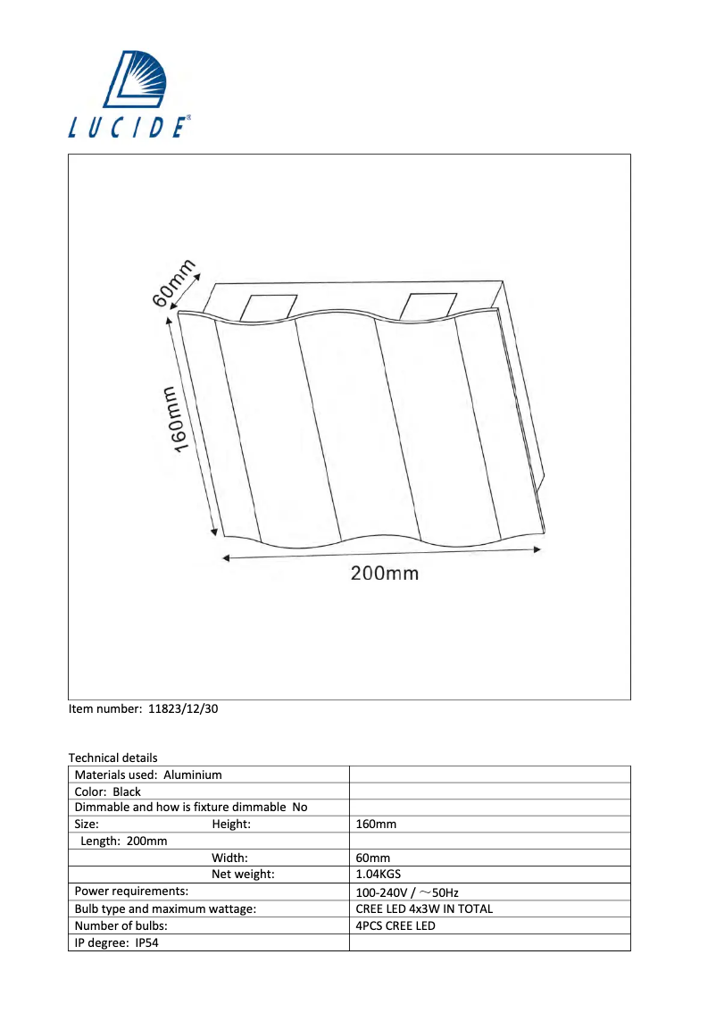 Page n°1 - Manuel utilisateur Lucide Wave 11823/12/30