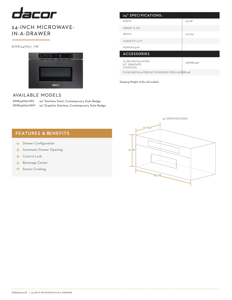Page n°1 - Fiche technique Dacor Modernist DMR24M977WM