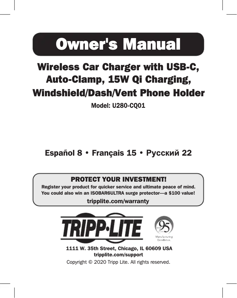 Page n°1 - Manuel utilisateur Tripp Lite U280-CQ01
