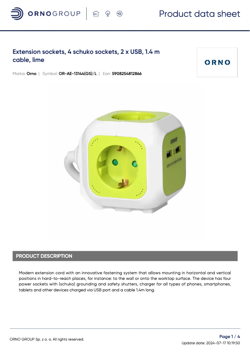 Image de la première page du manuel de l'appareil OR-AE-13144(GS)