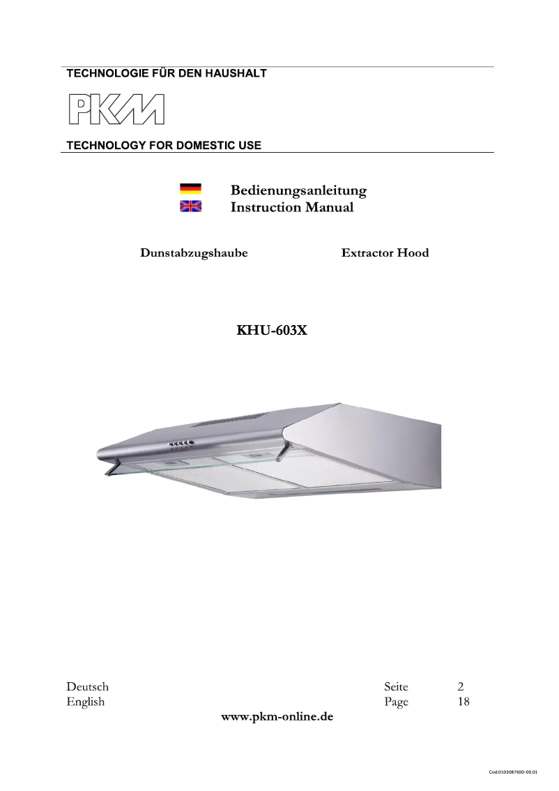 Page 1 de la notice Manuel utilisateur PKM KHU-603X